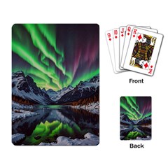 Lake Mountains Aorora Northern Lights Snow Playing Cards Single Design (rectangle) by Paksenen