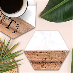 Supersonicangeldream Marble Wood Coaster (hexagon)  by chellerayartisans