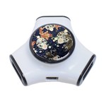 Japanese Wave Koi Illustration Pattern 3-Port USB Hub Front