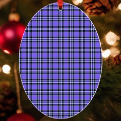 Blue Tartan Plaid 1 Uv Print Acrylic Ornament Oval by dressshop