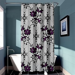 Elegant Purple Floral Jacquard Mesh Lace Fabric Shower Curtain 36  X 72  (stall)  by ArtfulThreads