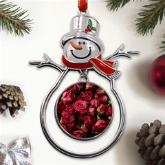 Floral Buds Of Roses Beautiful Flowers Metal Snowman Ornament by Grandong