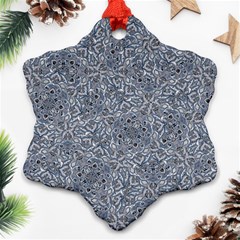 Blue Ornament Complex Mosaic Print Pattern Snowflake Ornament (two Sides) by dflcprintsclothing