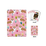 Corgi Bubble Boba Tea Pink Pattern Playing Cards Single Design (Mini) Back
