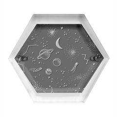 Cosmic Black Space Star Hexagon Wood Jewelry Box by Ndabl3x
