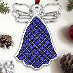 Blue Tartan Plaid 1 Diagonal Metal Loving Angel Silver  by dressshop