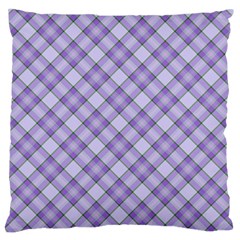 Purple Plaid Tartan 2 Diagonal Large Premium Plush Fleece Cushion Case (one Side) by dressshop