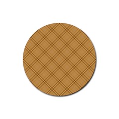 Autumn Fall Plaid Tartan 1 Diagonal Rubber Coaster (round) by dressshop