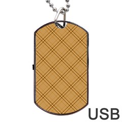Autumn Fall Plaid Tartan 1 Diagonal Dog Tag Usb Flash (one Side) by dressshop