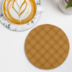Autumn Fall Plaid Tartan 1 Diagonal Uv Print Round Tile Coaster by dressshop