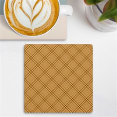 Autumn Fall Plaid Tartan 1 Diagonal Uv Print Square Tile Coaster  by dressshop