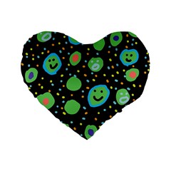 Doodle Dot Drawing Standard 16  Premium Flano Heart Shape Cushions by Salmanaz77