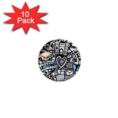 Doodle New York City Nyc 1  Mini Buttons (10 Pack)  by Salmanaz77