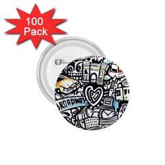 Doodle New York City Nyc 1 75  Buttons (100 Pack)  by Salmanaz77