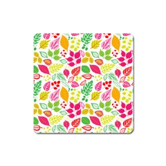 Leaves Pattern Seamless Texture Square Magnet by Maspions