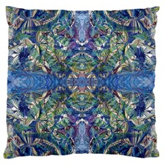 Blue Arabesque Large Cushion Case (one Side) by kaleidomarblingart