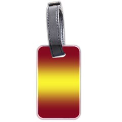 Burgundy Red To Electric Yellow Bilinear Gradient Luggage Tag (two Sides) by GradientsOmbre