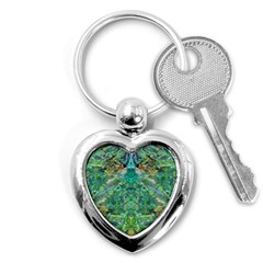Green Repeats I Key Chain (heart) by kaleidomarblingart