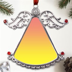 Coral Pink To Electric Yellow Linear Gradient Metal Angel With Crystal Ornament by GradientsOmbre