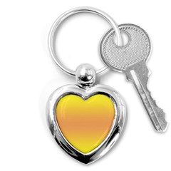Electric Yellow To Coral Pink Bilinear Gradient Key Chain (heart) by GradientsOmbre
