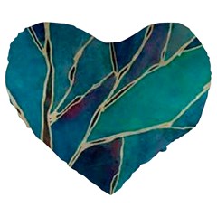 Aqua Batik, Abstract, Colorful Large 19  Premium Heart Shape Cushions by kyorashop23