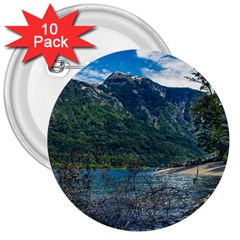 Beach At Los Alerces National Park, Chubut Province, Argentina 3  Buttons (10 Pack)  by dflcprintsclothing