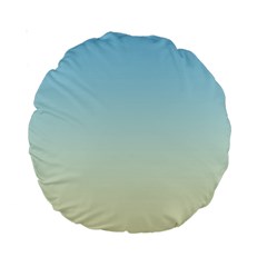 Baby Blue To Cream Yellow Linear Gradient Standard 15  Premium Round Cushions by GradientsOmbre