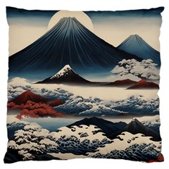 Hokusai Moutains Japan Standard Premium Plush Fleece Cushion Case (one Side) by Bedest