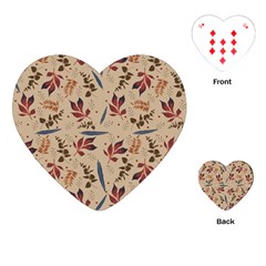 Leaves Pattern Teal Seamless Fall Playing Cards Single Design (heart) by Sabxi