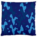 Blue Camouflage Pattern Standard Premium Plush Fleece Cushion Case (One Side) Front