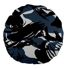 Blue Winter Camouflage, Military Camouflage Large 18  Premium Round Cushions