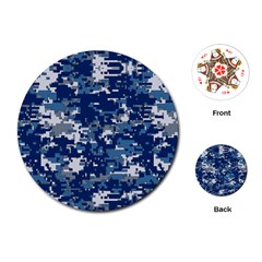 Blue, Camouflage, Cool, Navy, New, Pattern Playing Cards Single Design (round) by kyorashop23