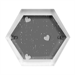 Corazones, Blue, Pattern Hexagon Wood Jewelry Box Front