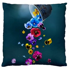 Falling Flowers, Art, Coffee Cup Standard Premium Plush Fleece Cushion Case (one Side) by kyorashop23
