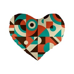 Retro Colorful Background, Retro Abstraction Standard 16  Premium Heart Shape Cushions by kyorashop23