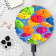 Umbrella, Colorful, Positive, Sky, Rainbow Wireless Fast Charger(white) by kyorashop23