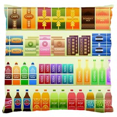 Supermarket Shelf Products Snacks Large Premium Plush Fleece Cushion Case (one Side) by Cemarart