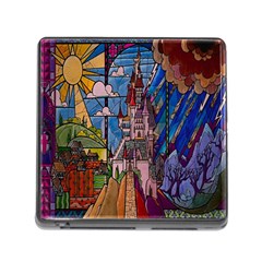 Castle Building Stained Glass Memory Card Reader (square 5 Slot) by Cemarart