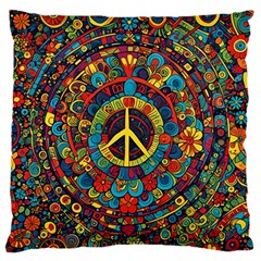 Peace Abstract Pattern Creative Drawing Large Premium Plush Fleece Cushion Case (two Sides) by Posterlux