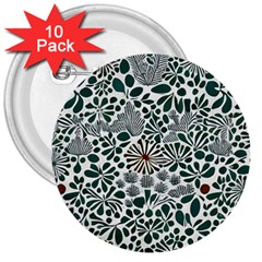 Retro Scandinavian Nordic Flowers Pattern 5 3  Buttons (10 Pack)  by violetheavensky