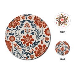 Retro Scandinavian Nordic Flowers Pattern 3 Playing Cards Single Design (round) by violetheavensky