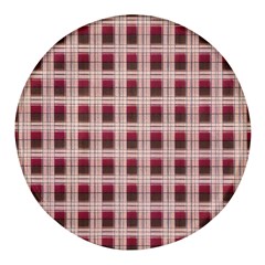Retro 60s 50s Plaid Pattern 2 Round Glass Fridge Magnet (4 Pack) by violetheavensky
