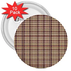 Retro 60s 50s Plaid Pattern 3 3  Buttons (10 Pack)  by violetheavensky
