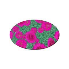Mid Century Retro Floral 1970s 1960s Pattern 97 Sticker (oval) by violetheavensky