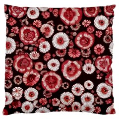 Mid Century Retro Floral 1970s 1960s Pattern 96 Large Cushion Case (two Sides) by violetheavensky