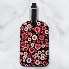 Mid Century Retro Floral 1970s 1960s Pattern 96 Nappa Leather Luggage Tag Rectangle by violetheavensky