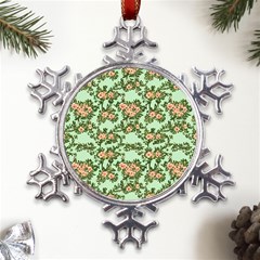 Retro 1880s Flowers Pattern 5 Metal Large Snowflake Ornament by violetheavensky