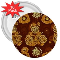 Mid Century Retro Floral 1970s 1960s Pattern 95 3  Buttons (10 Pack)  by violetheavensky