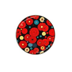 Mid Century Retro Floral 1970s 1960s Pattern 104 Hat Clip Ball Marker (4 Pack) by violetheavensky