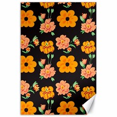 Retro 40s 50s Flowers Pattern Halloween 3 Canvas 24  X 36  by violetheavensky